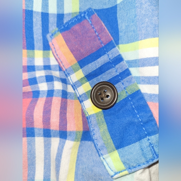 🦛 Vintage Gymboree Hippos and Blues Cotton Plaid Hooded Jacket Baby Boys 6-12 - Picture 4 of 8